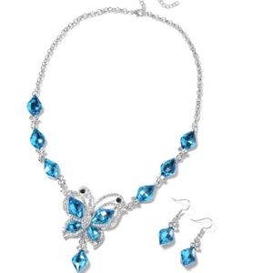 AUSTRIAN CRYSTAL NECKLACE/EARRINGS BUTTERFLY DESIG